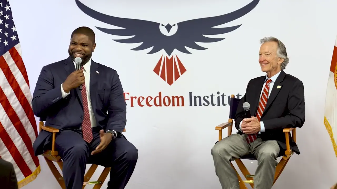 U.S. Congressman Byron Donalds speaking with Freedom Institute students