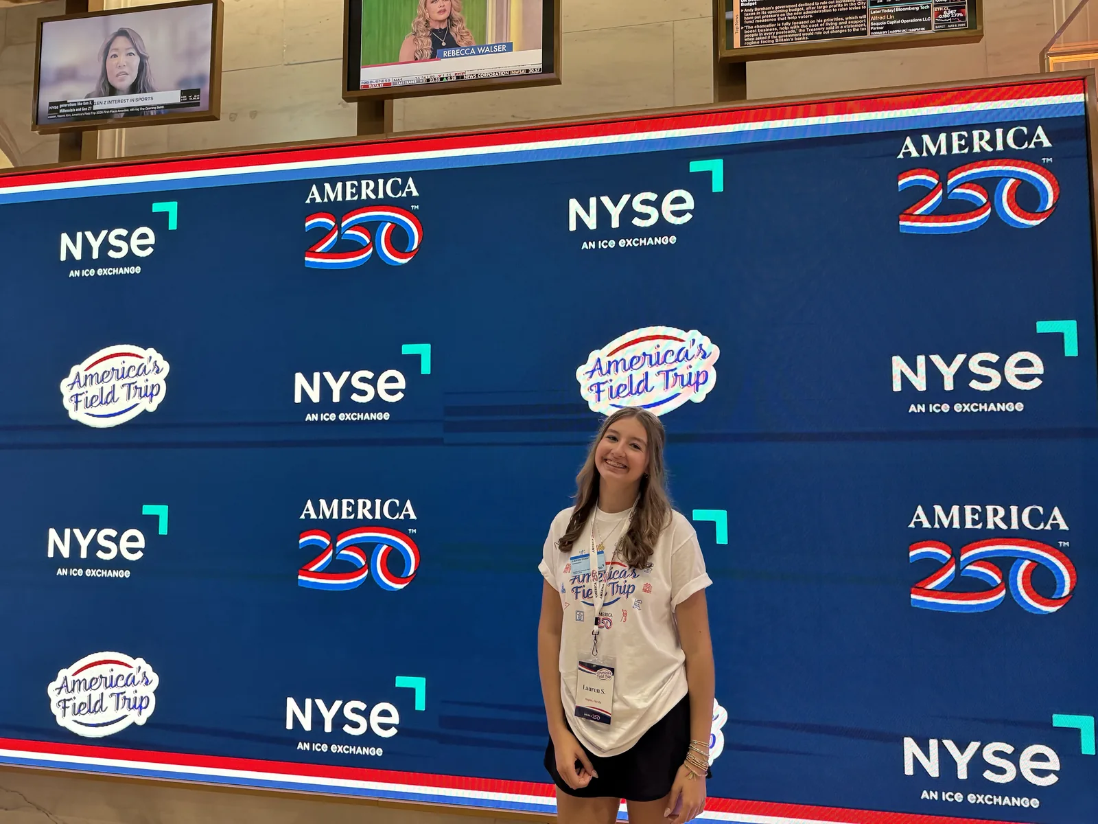 Lauren Sharp at the New York Stock Exchange during America&rsquo;s Field Trip 2026